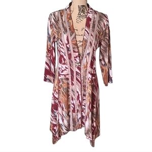 Stella Morgsn Abstract Print 3/4 Sleeves Lightweight V-neck Cardigan